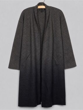 Eileen Fisher Ombre Boiled Wool Long Coat Cardigan L/XL With Pin